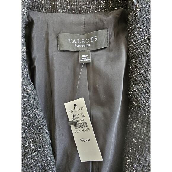 Talbots Metallic Black Fringe Tweed Blazer Women's Size 18WP NWT Career Party - Picture 5 of 16